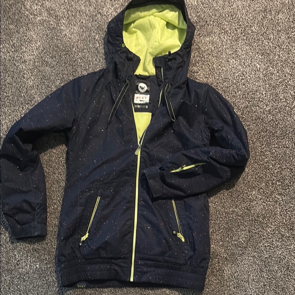 Roxy Navy Jacket with Bright Yellow Interior.